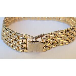 Vintage Mesh Link Gold Wide Bracelet